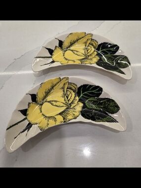 Pair of Vintage Royal Staffordshire Crescent-Shaped "Paris" Pattern Dishes